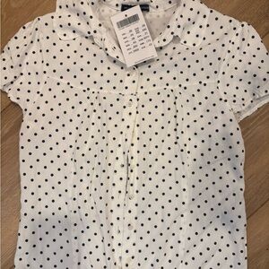 Brandy Melville White Blouse with Black Polka Dots